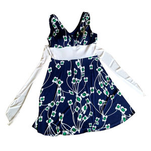 Alyn Paige Summer dress womens Sz L polyester  navy florals print sleeveless